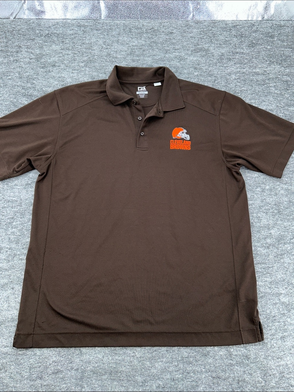Cutter & Buck Men’s Brown Polo with Orange Cleveland Browns Logo size Xl